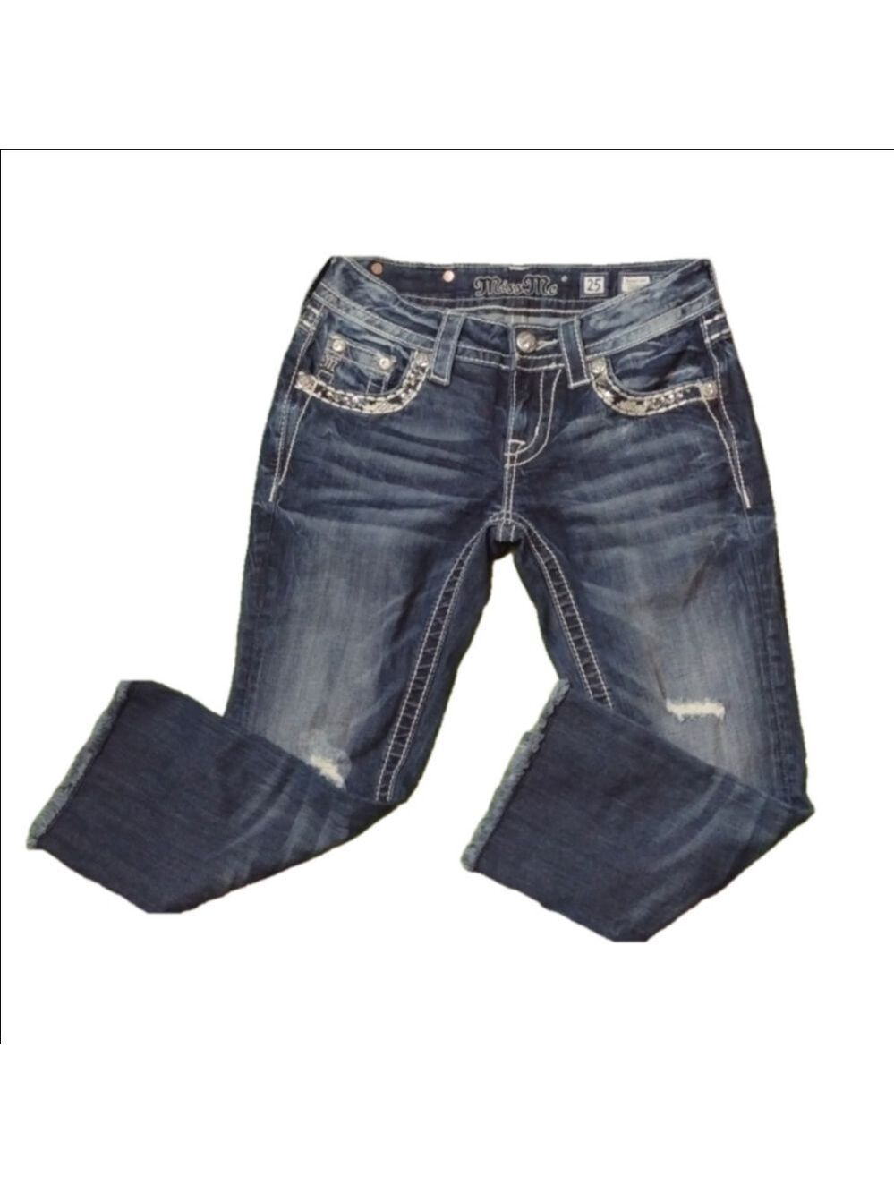 Miss ME - signature fringe cropped jeans size 25